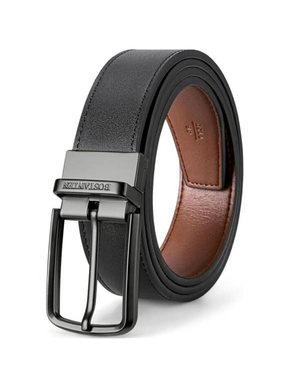 Mens Reversible Leather Belt Dress Casual Golf Adjustable Cut to Fit Buckle
